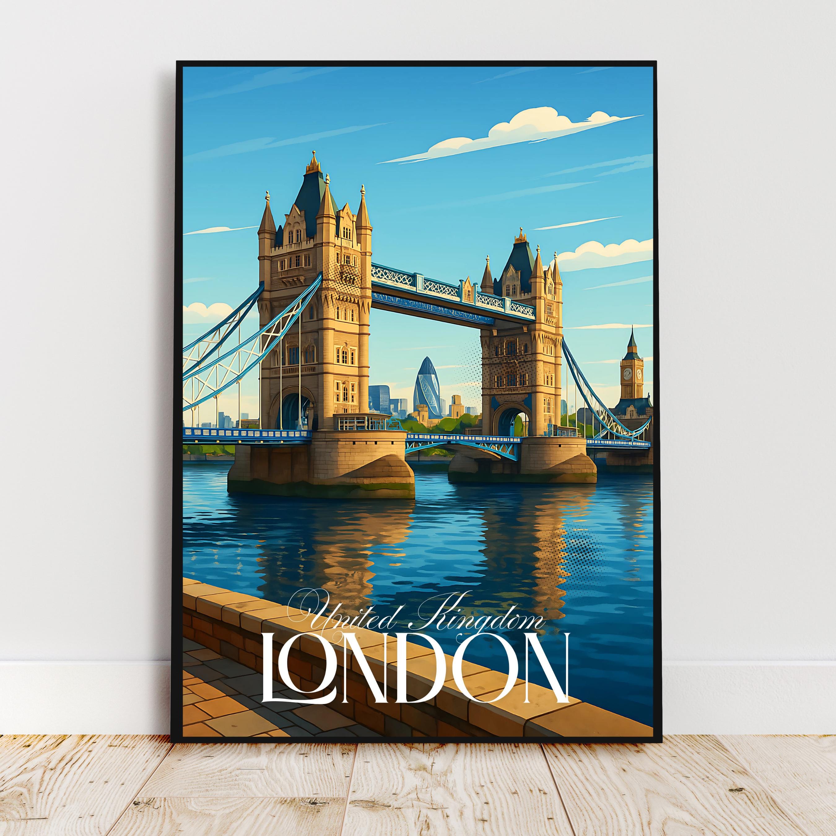Affiche voyage - Londres, Angleterre, Royaume Uni, Tower Bridge - art moderne, impression, poster
