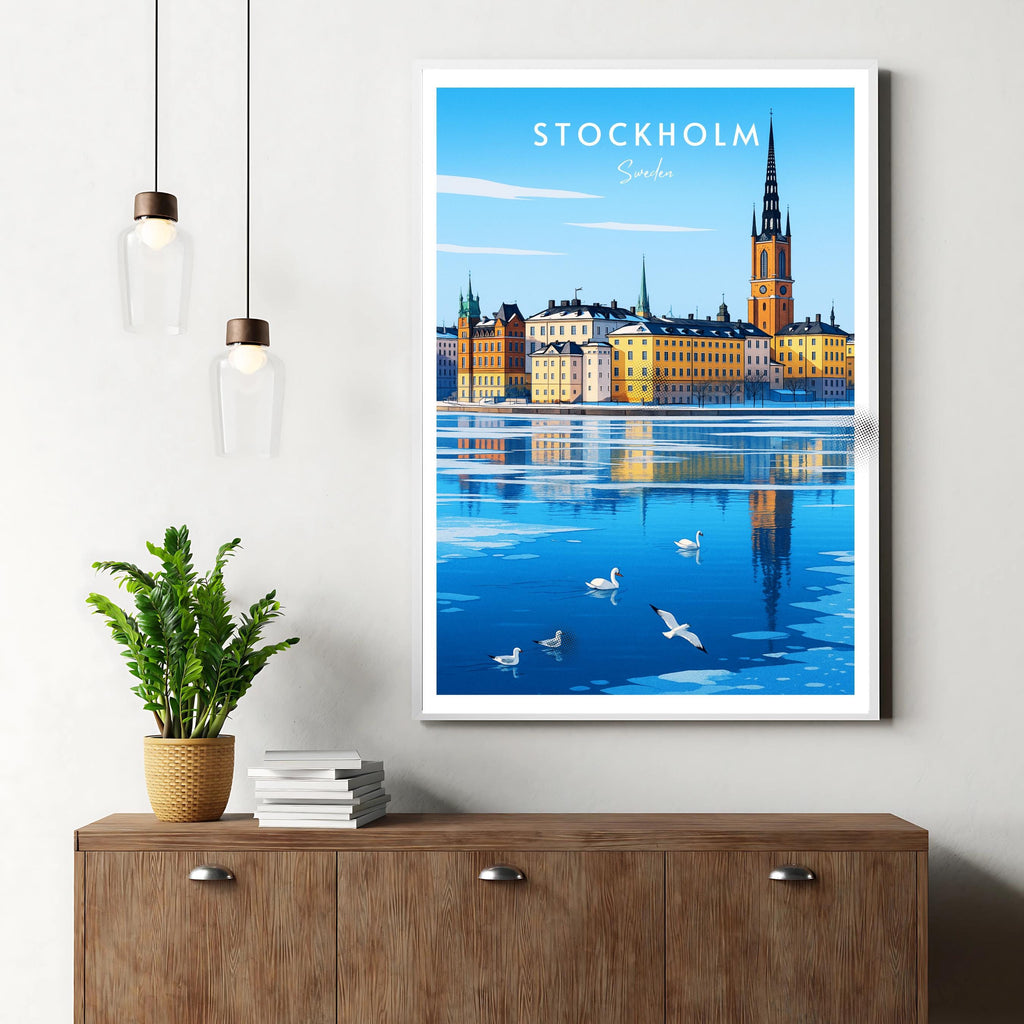 Affiche voyage - Stockholm, Suède, Scandinavie, Europe - art moderne, impression, poster