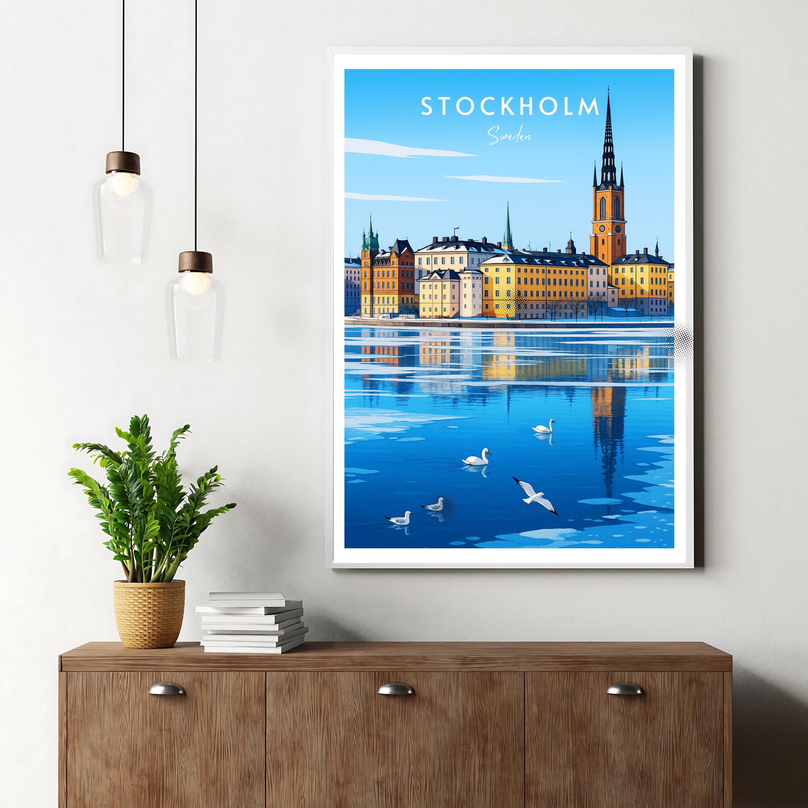 Affiche voyage - Stockholm, Suède, Scandinavie, Europe - art moderne, impression, poster