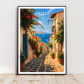 Affiche voyage - Grèce, Europe, Méditerranée, Village - art moderne, impression, poster