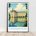Affiche voyage - Chenonceau, Val de Loire, France, Chateau - art moderne, impression, poster