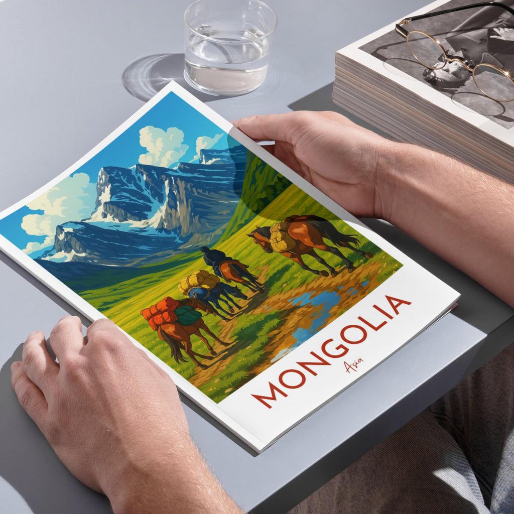 Affiche voyage - Mongolie, Asie, Altai, Parc National - art moderne, impression, poster