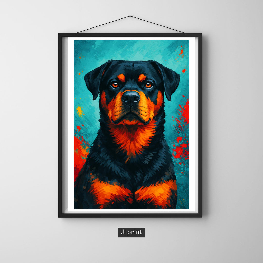 Affiche animaux - Rottweiler, Chien, Animal, Portrait - art moderne, impression, poster