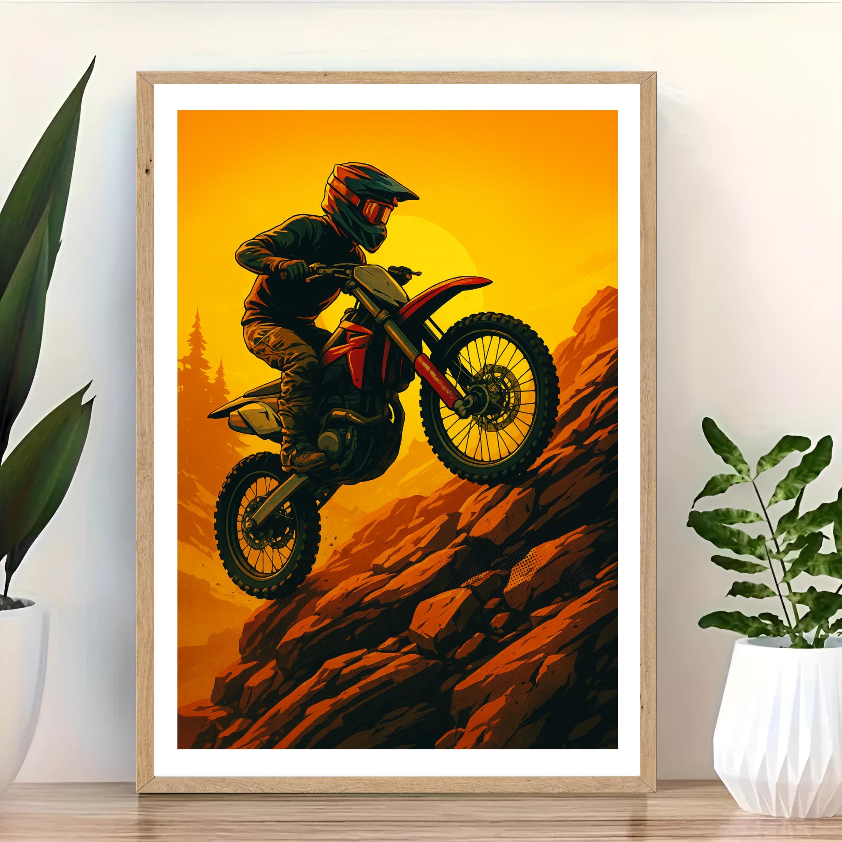 Affiche sport - Motocross, Course, Pilote, Extreme - art moderne, impression, poster