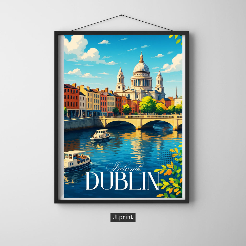 Affiche voyage - Dublin, Irlande, Europe, Liffey - art moderne, impression, poster