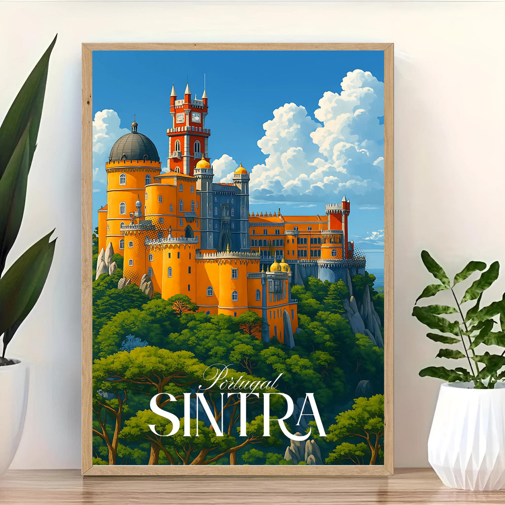 Affiche voyage - Sintra, Portugal, Europe, Palais National de Pena - art moderne, impression, poster