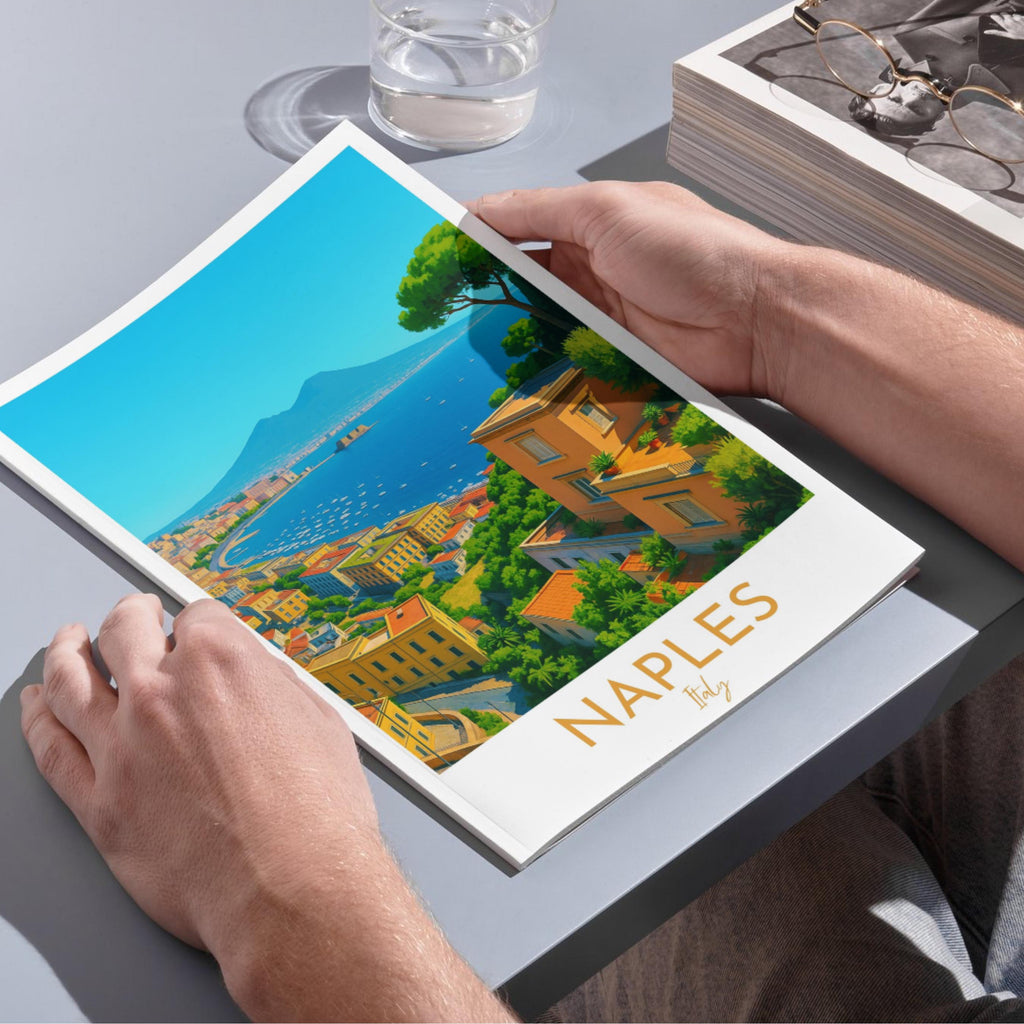 Affiche voyage - Naples, Campanie, Italie, Vésuve - art moderne, impression, poster