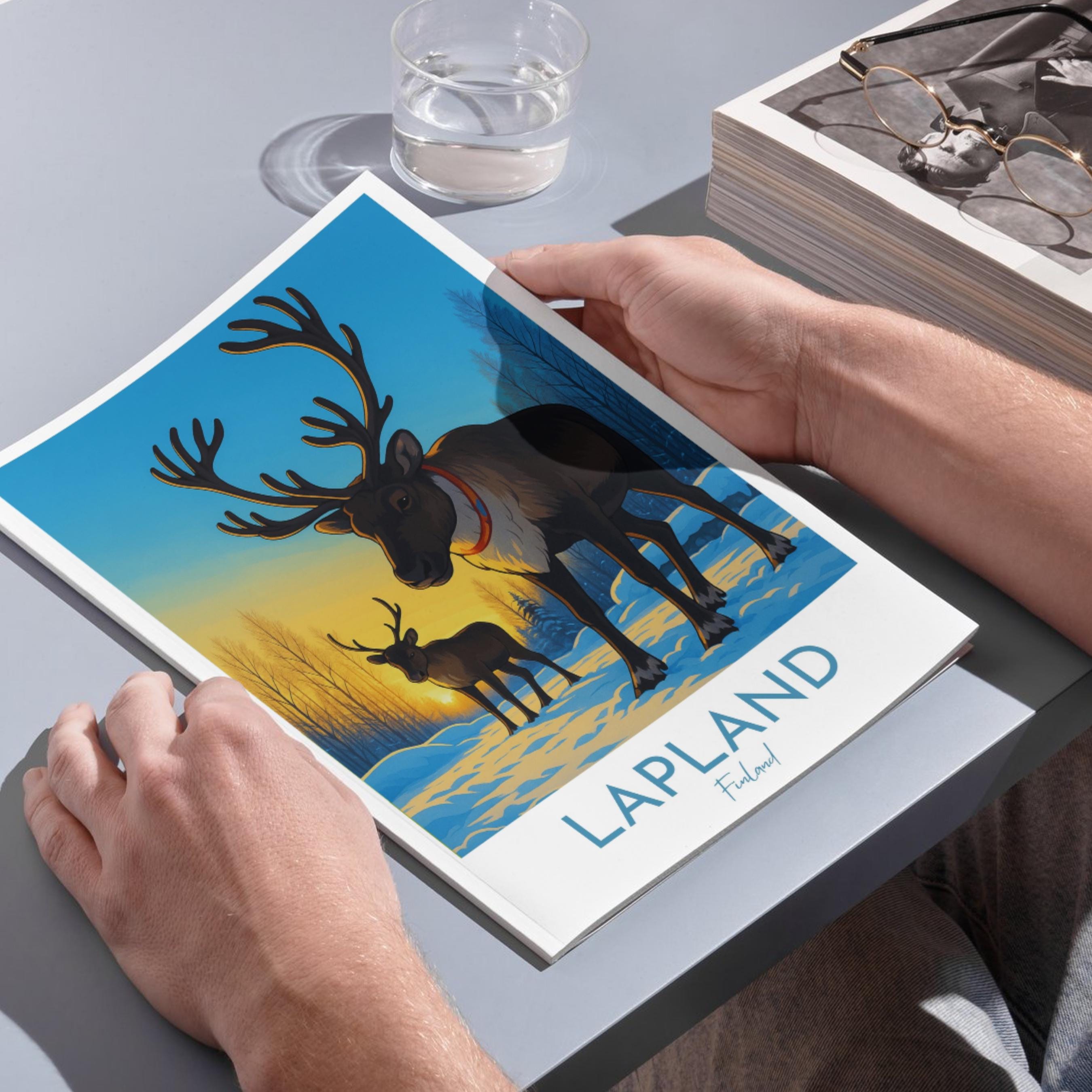 Affiche voyage - Laponie, Finlande, Europe, Rennes - art moderne, impression, poster