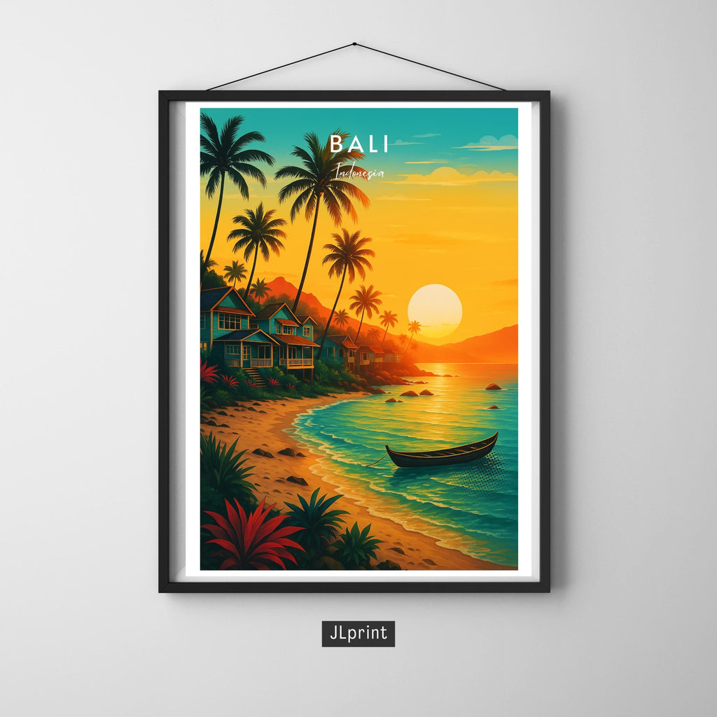 Affiche voyage - Bali, Indonésie, Asie, Plage - art moderne, impression, poster
