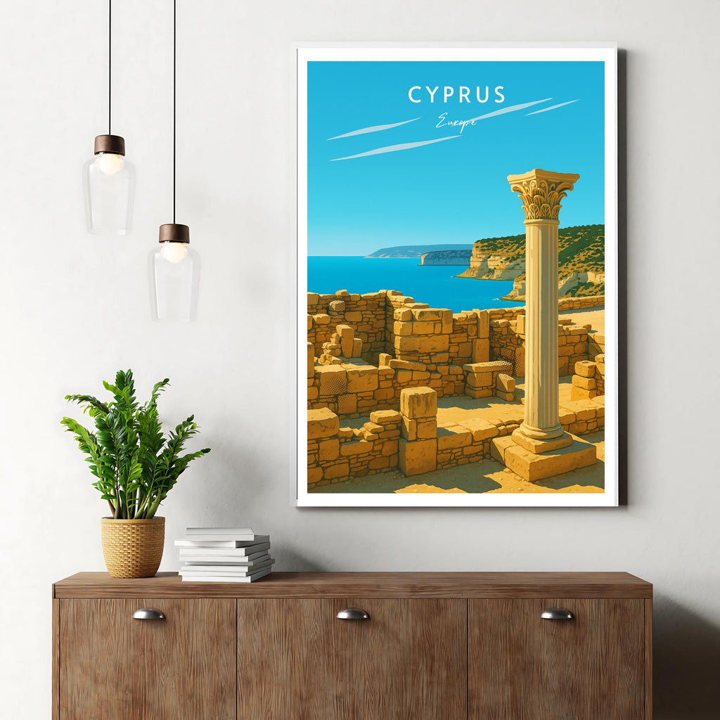 Affiche voyage - Chypre, Europe, Méditerranée, Antique - art moderne, impression, poster