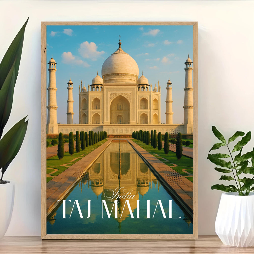 Affiche voyage -  Taj Mahal, Inde, Asie, Unesco - art moderne, impression, poster