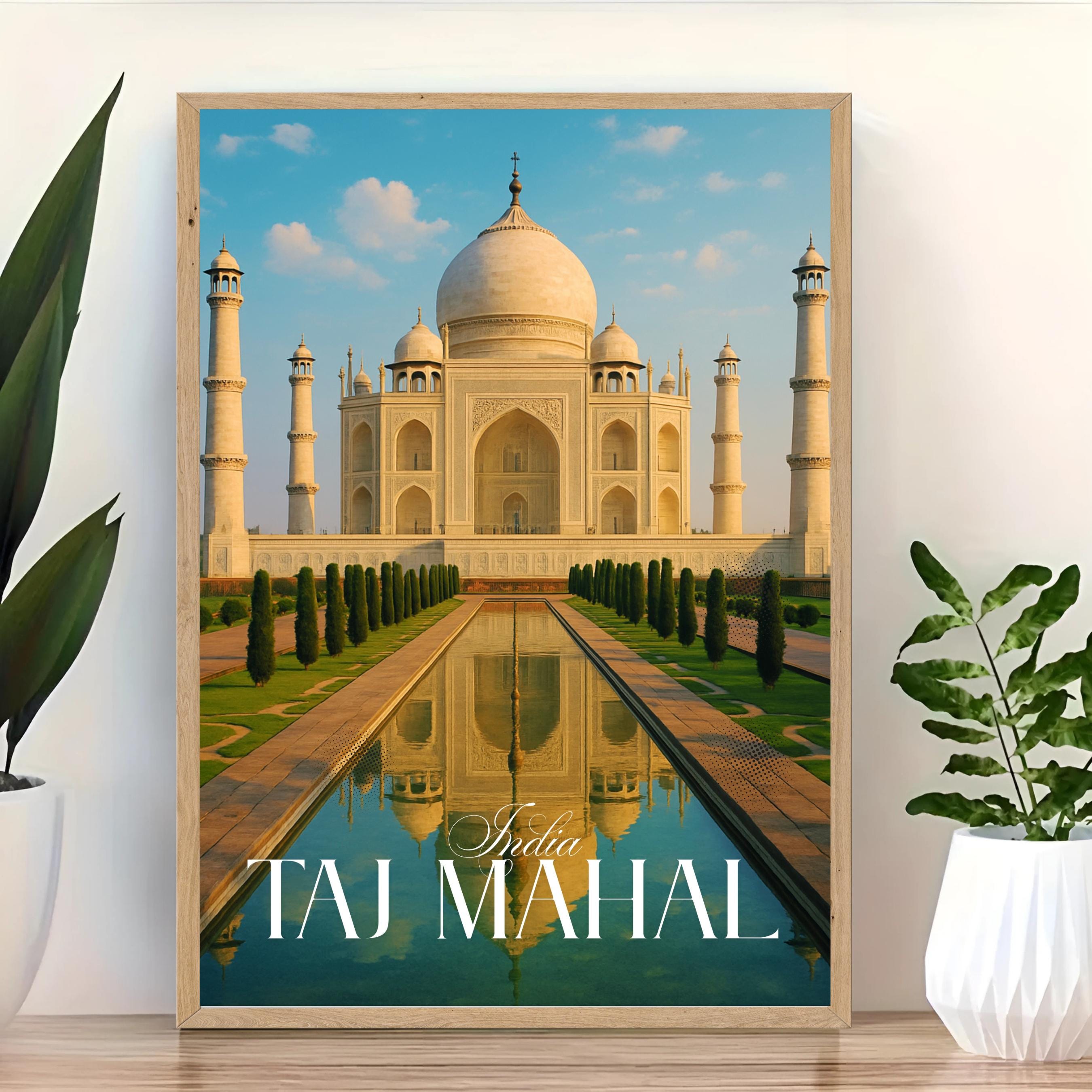 Affiche voyage -  Taj Mahal, Inde, Asie, Unesco - art moderne, impression, poster