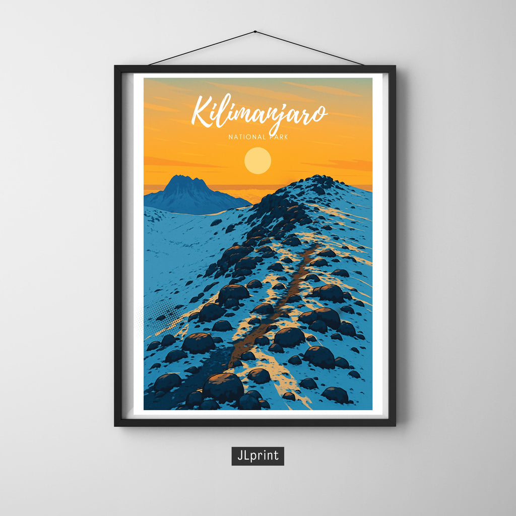 Affiche voyage - Kilimandjaro, Parc National, Tanzanie, Afrique - art moderne, impression, poster