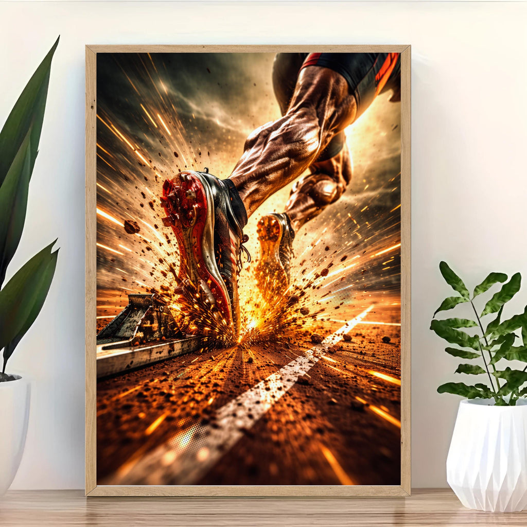 Affiche sport - Athlétisme, Coureur, Piste, Course - art moderne, impression, poster