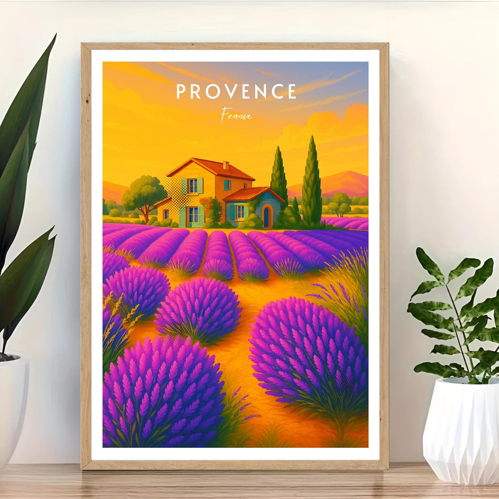 Affiche voyage - Provence, France, Lavande, Provençale - art moderne, impression, poster