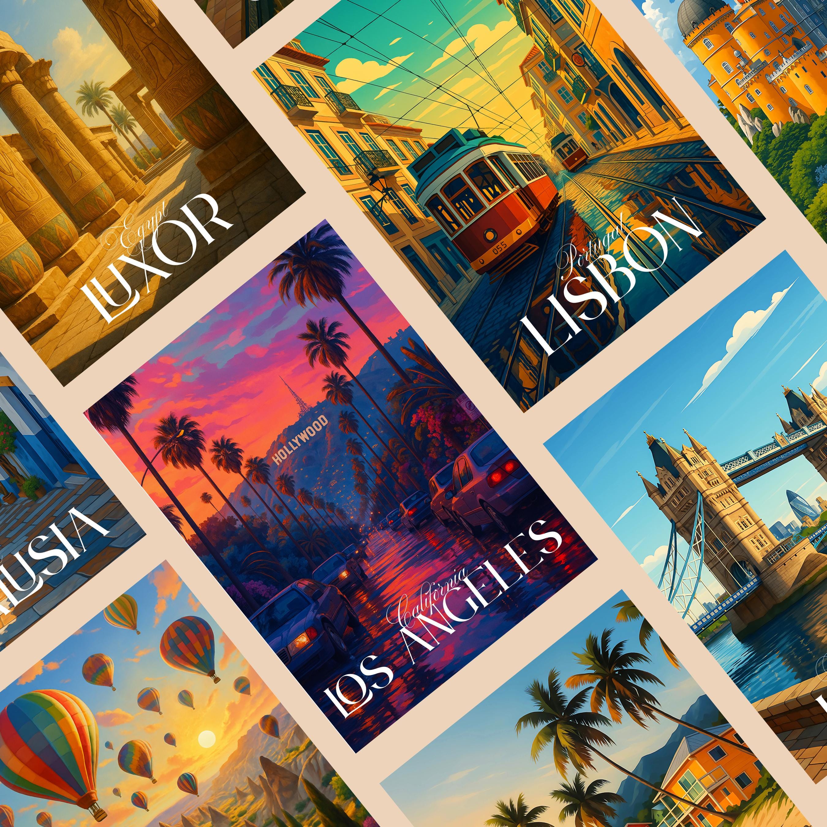 Affiche voyage - Los Angeles, Californie, USA, Hollywood - art moderne, impression, poster