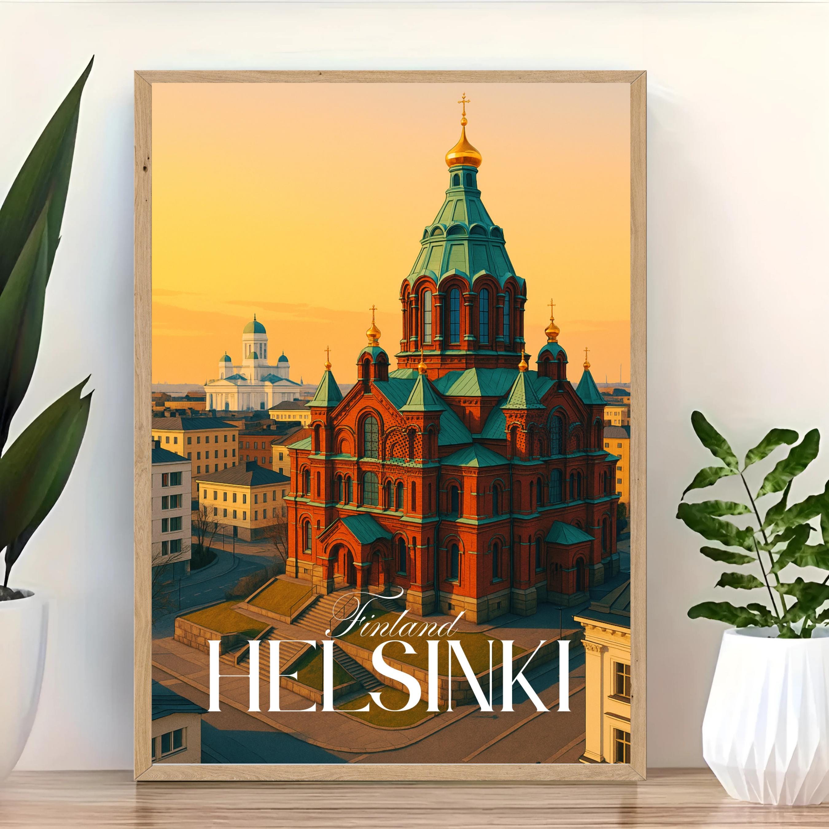 Affiche voyage - Helsinki, Finlande, Europe, Cathédrale Uspenski- art moderne, impression, poster