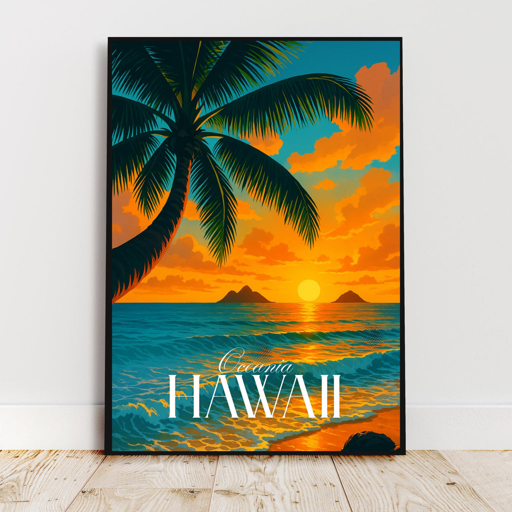 Affiche voyage - Hawaï, USA, Océanie, Océan Pacifique - art moderne, impression, poster