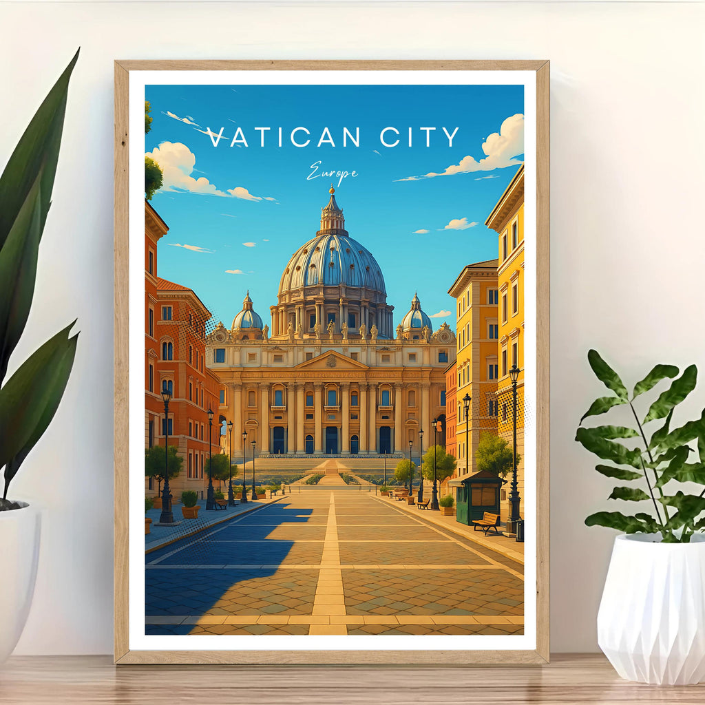 Affiche voyage - Cité du Vatican, Europe, Basilique Saint-Pierre, Unesco - art moderne, impression, poster