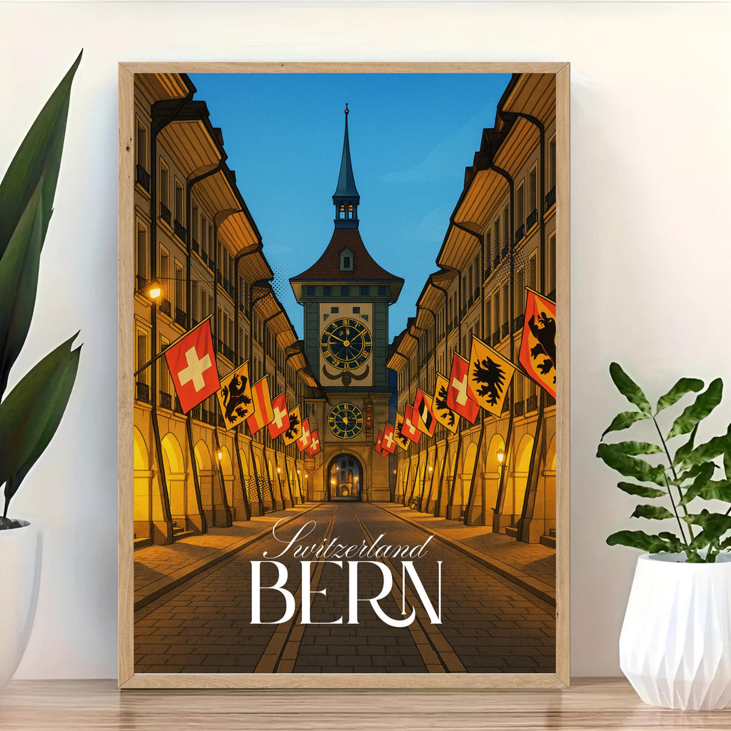 Affiche voyage - Berne, Suisse, Europe, Zytglogge - art moderne, impression, poster