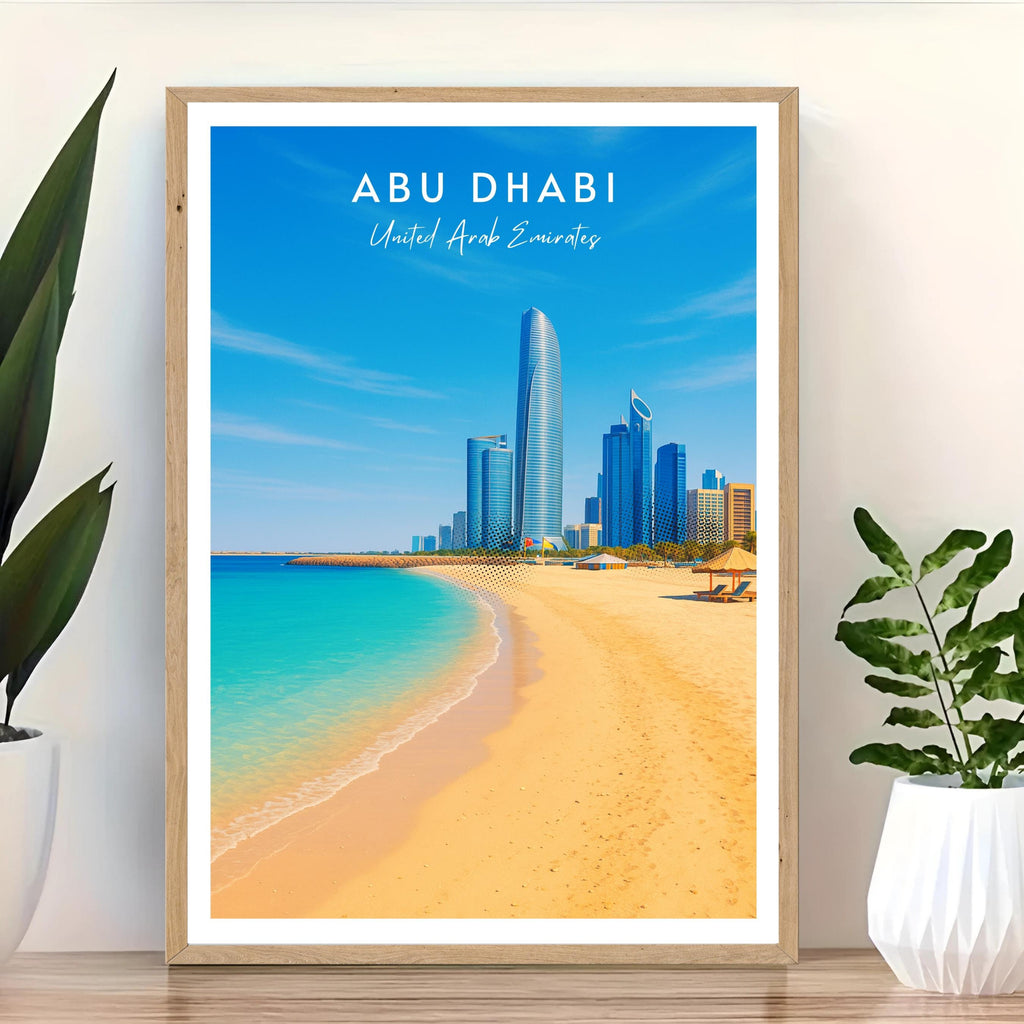 Affiche voyage - Abou Dabi, Emirats Arabes Unis, Moyen Orient, Asie - art moderne, impression, poster
