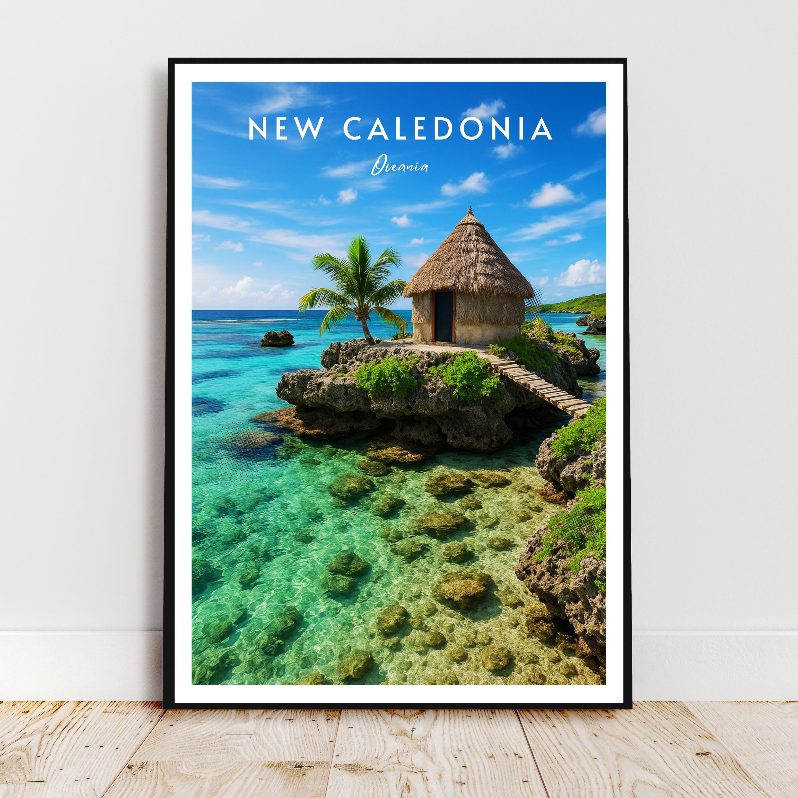 Affiche voyage - Nouvelle Calédonie, Océanie, Océan Pacifique, Lagon - art moderne, impression, poster