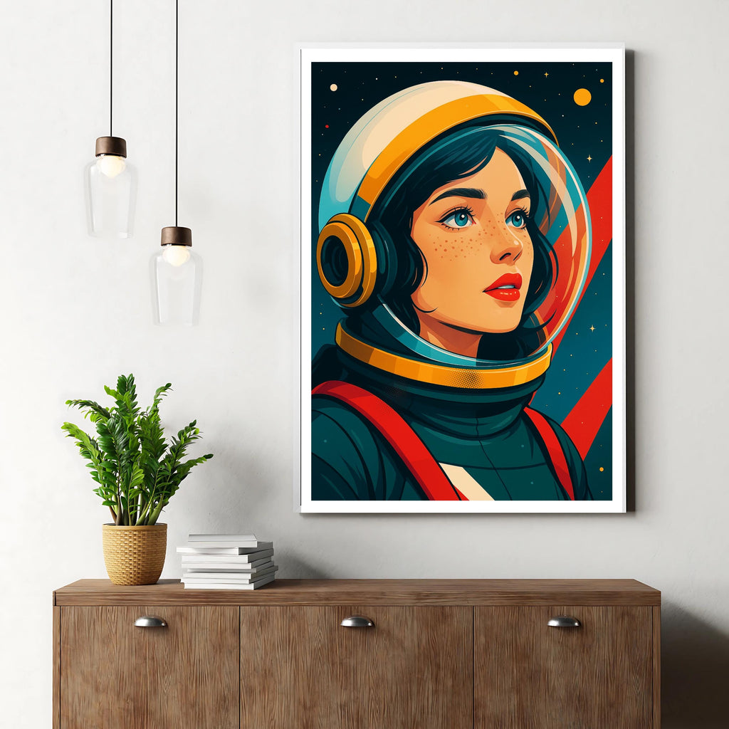 Affiche art - Femme, Astronaute, Cosmonaute, Espace - art moderne, impression, poster