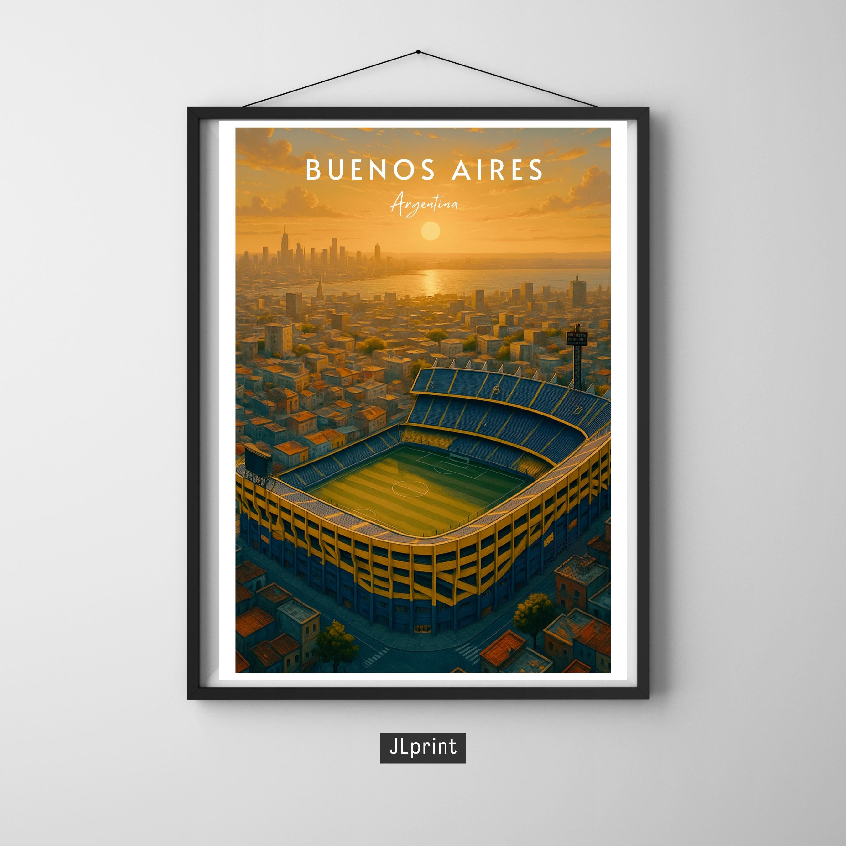Affiche sport - Football, Buenos Aires, Argentine, Stade Bombonera - art moderne, impression, poster