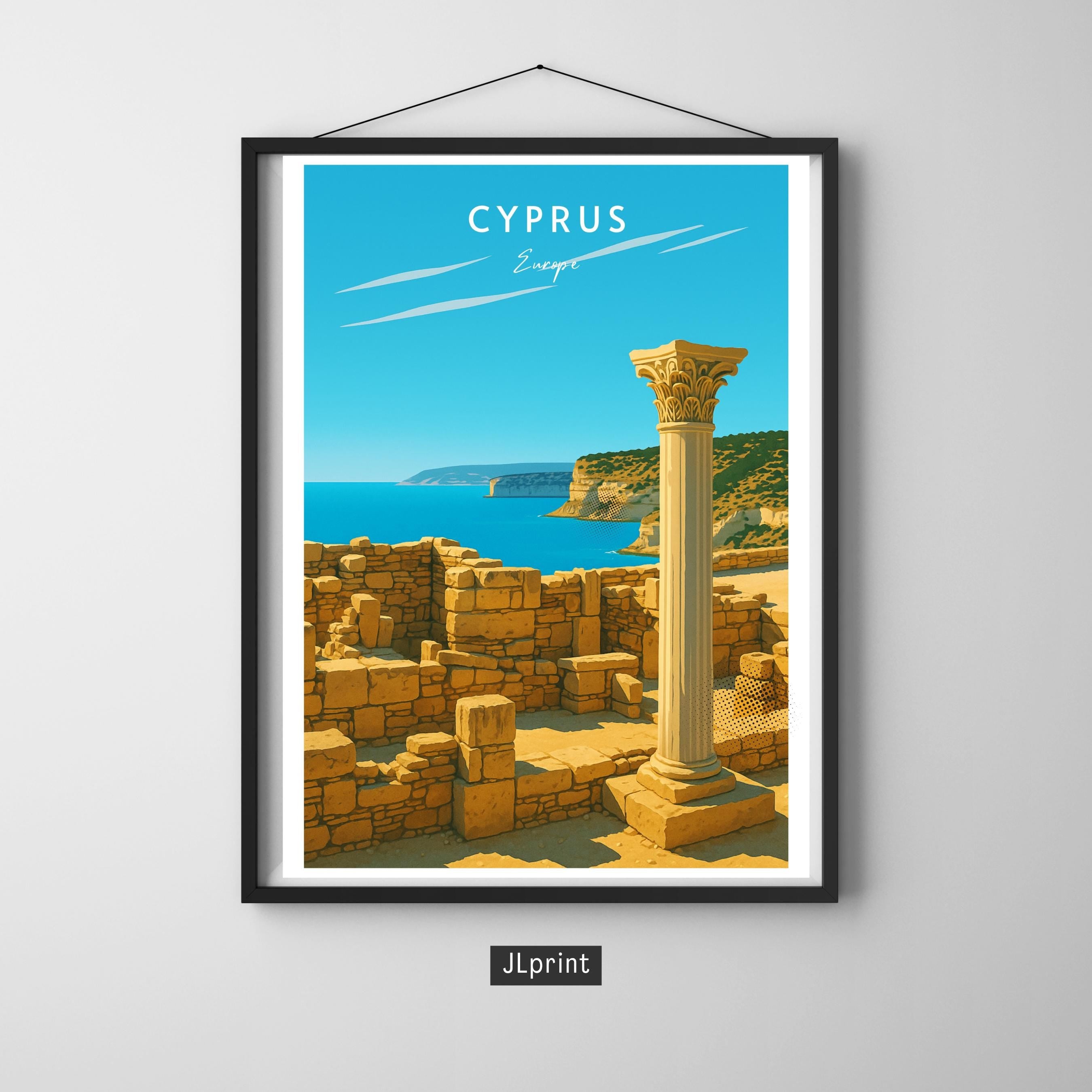 Affiche voyage - Chypre, Europe, Méditerranée, Antique - art moderne, impression, poster