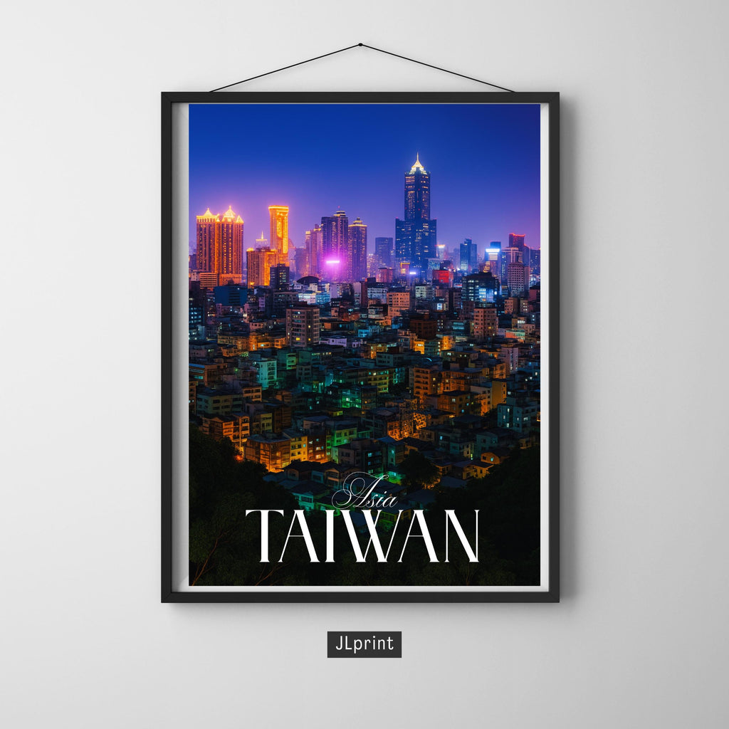 Affiche voyage - Taïwan, Asie, Kaohsiung, Skyline - art moderne, impression, poster