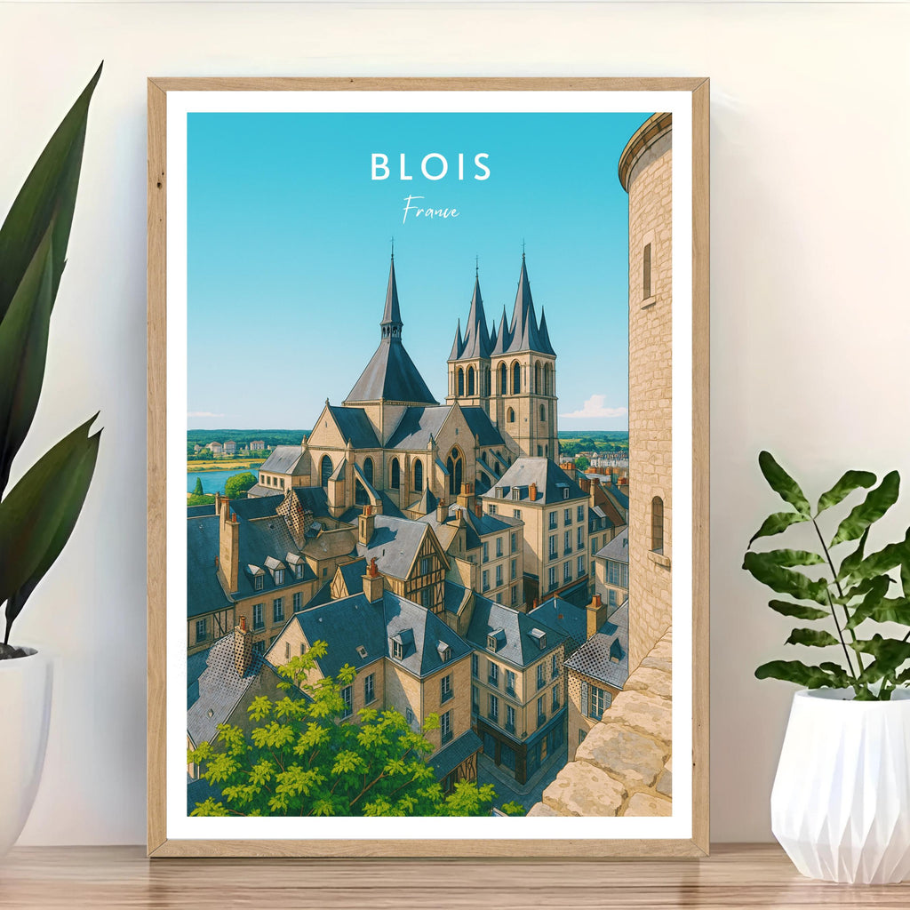 Affiche voyage - Blois, Val de Loire, France, Château - art moderne, impression, poster