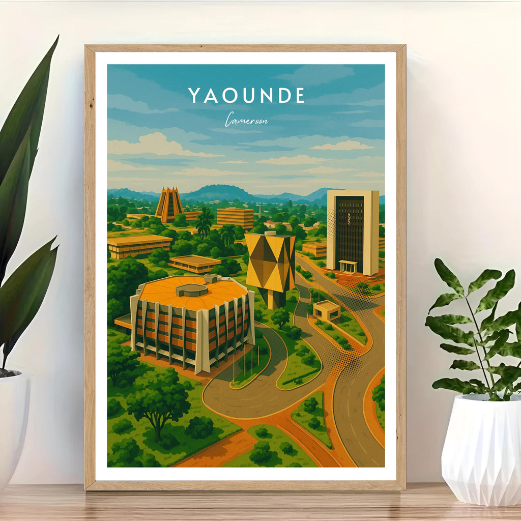 Affiche voyage - Yaoundé, Cameroun, Afrique, Architecture - art moderne, impression, poster