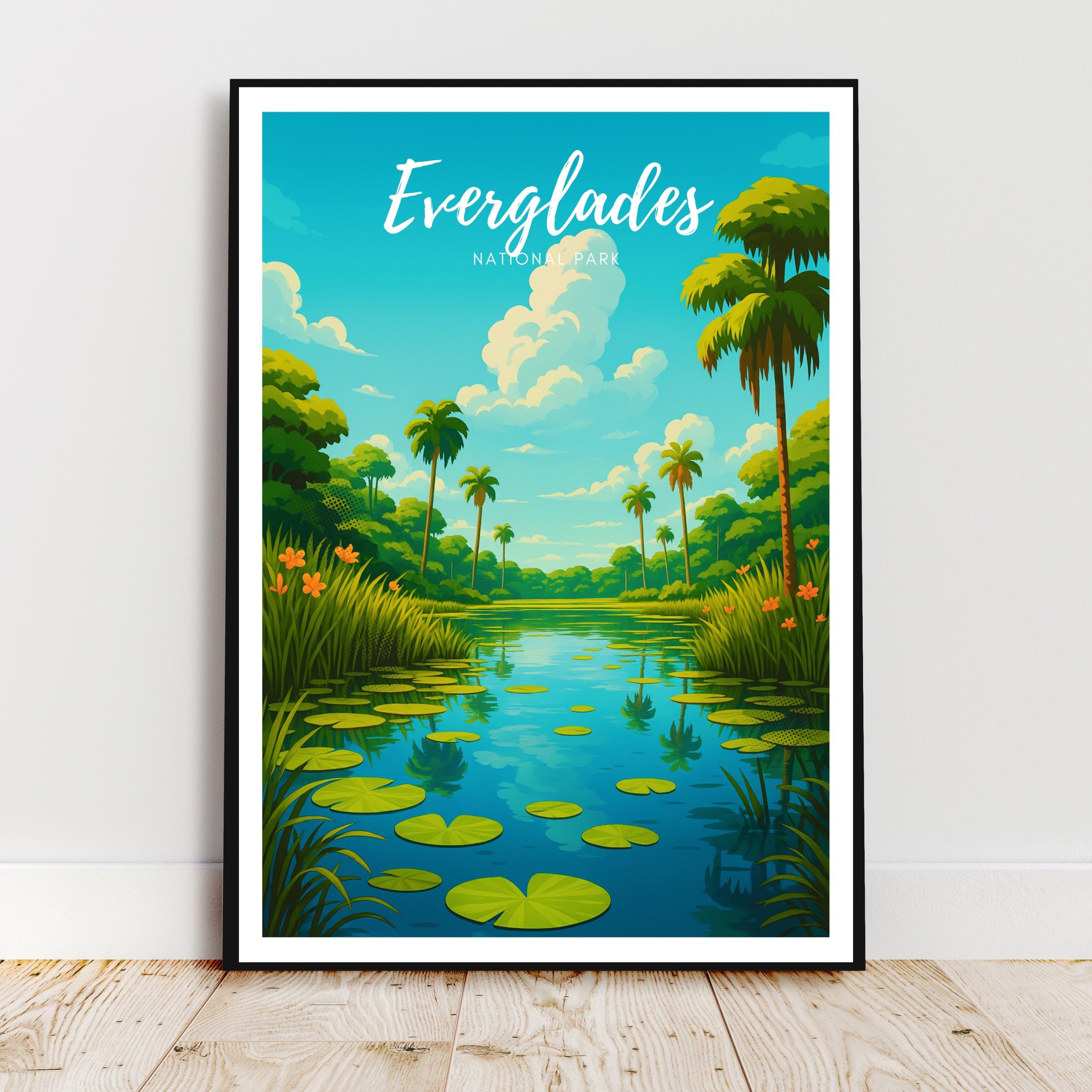 Affiche voyage - Everglades, Parc National, Floride, USA - art moderne, impression, poster