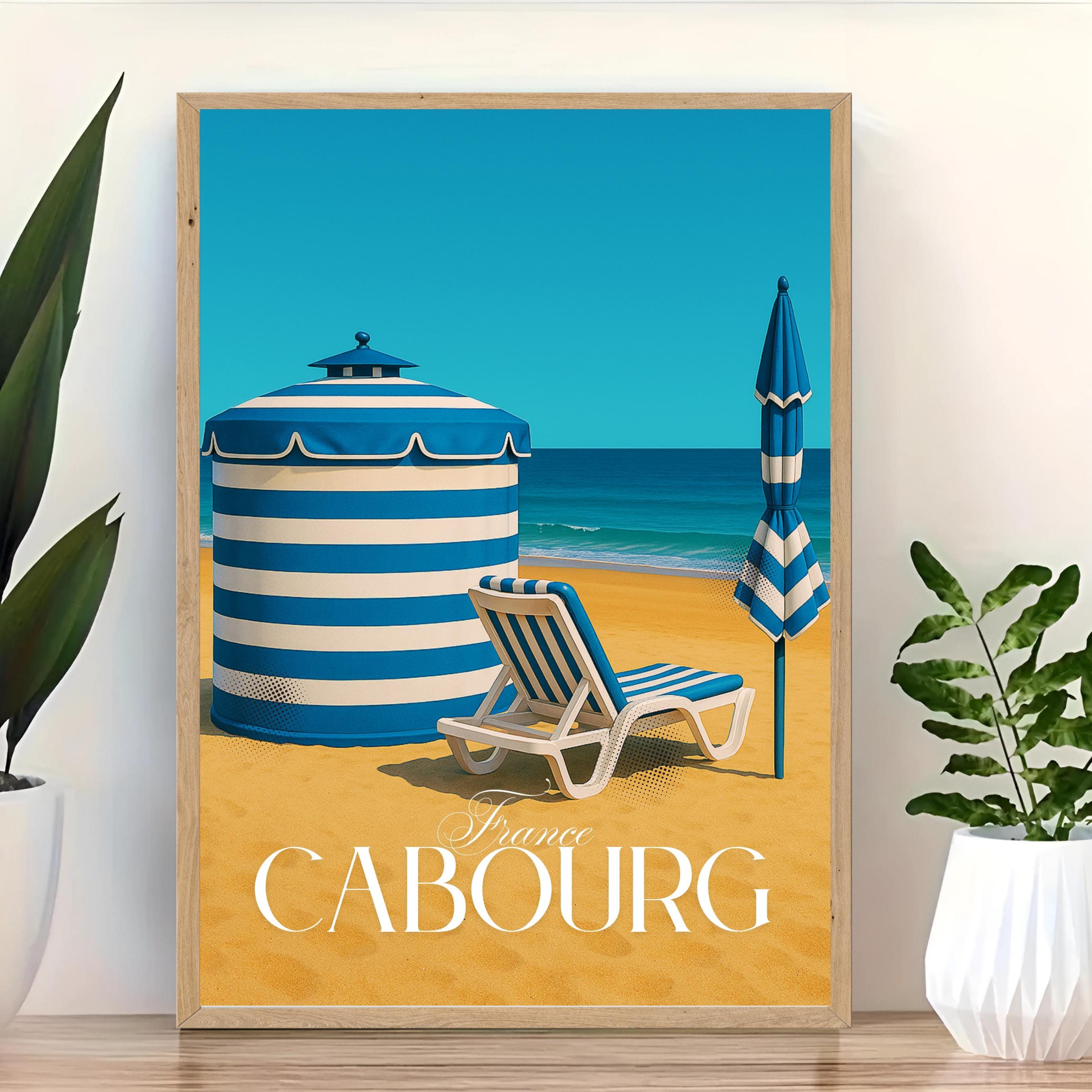 Affiche voyage - Cabourg, Normandie, France, Plage - art moderne, impression, poster