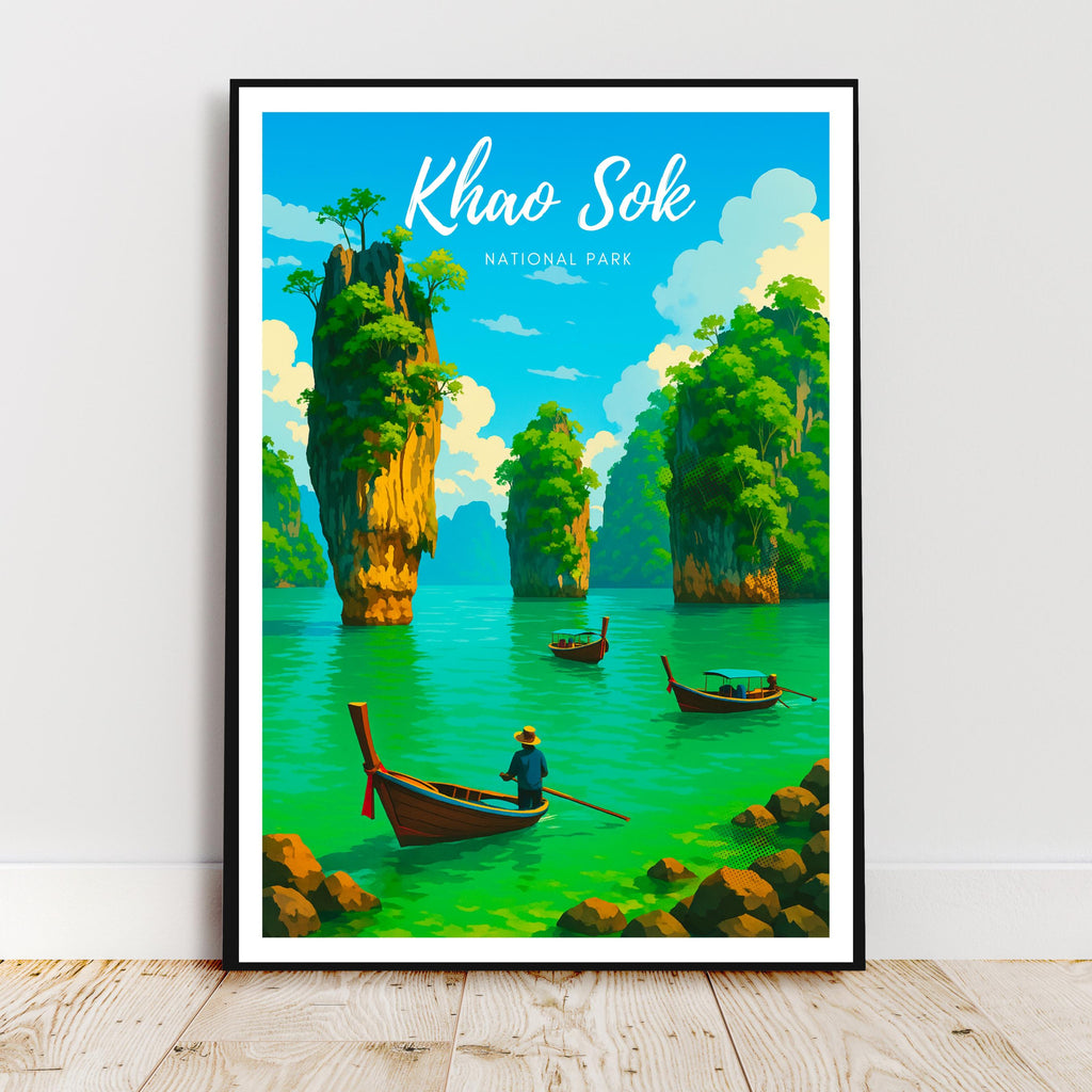 Affiche voyage - Khao Sok, Parc National, Thaïlande, Asie - art moderne, impression, poster