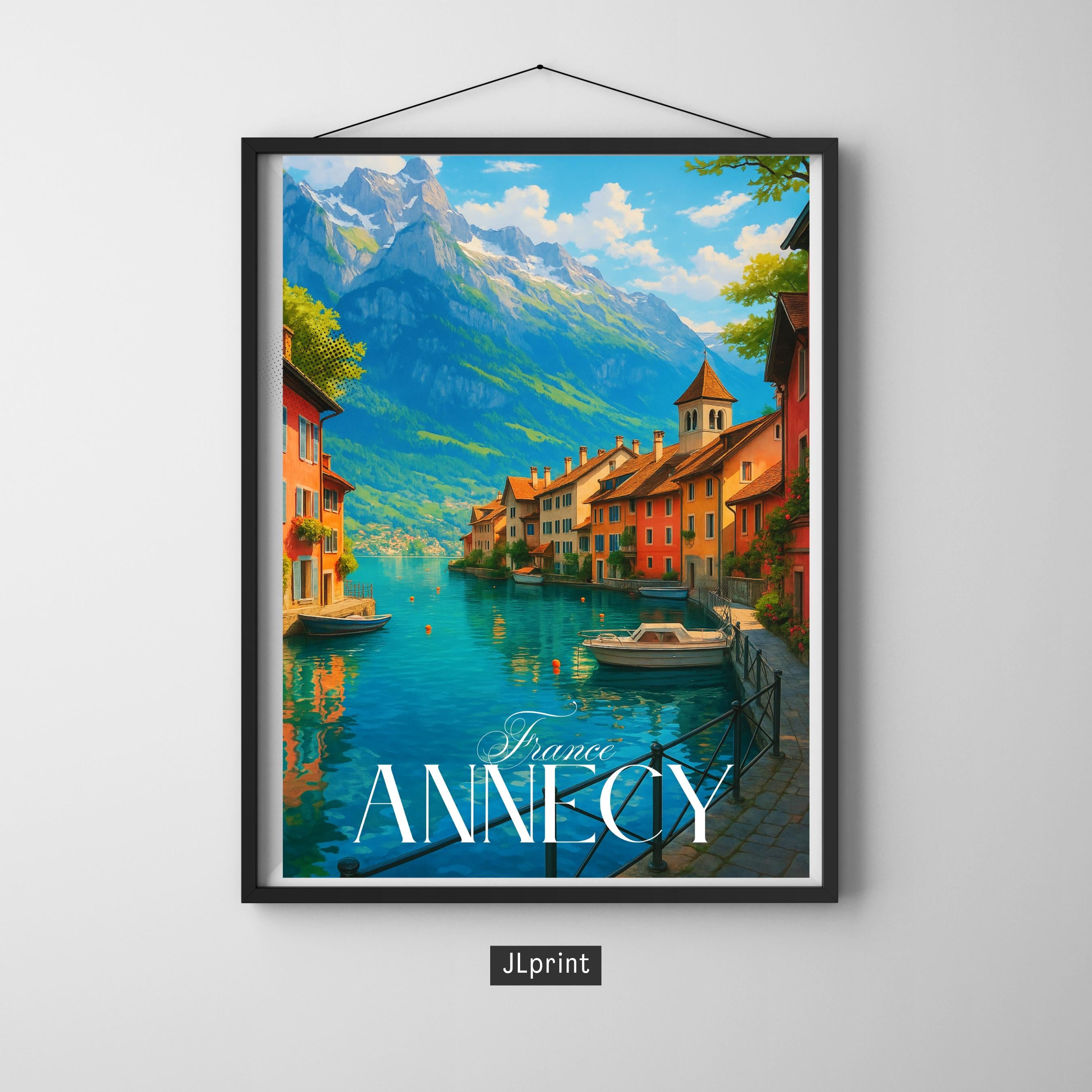 Affiche voyage - Annecy, Alpes, France, Lac Annecy - art moderne, impression, poster