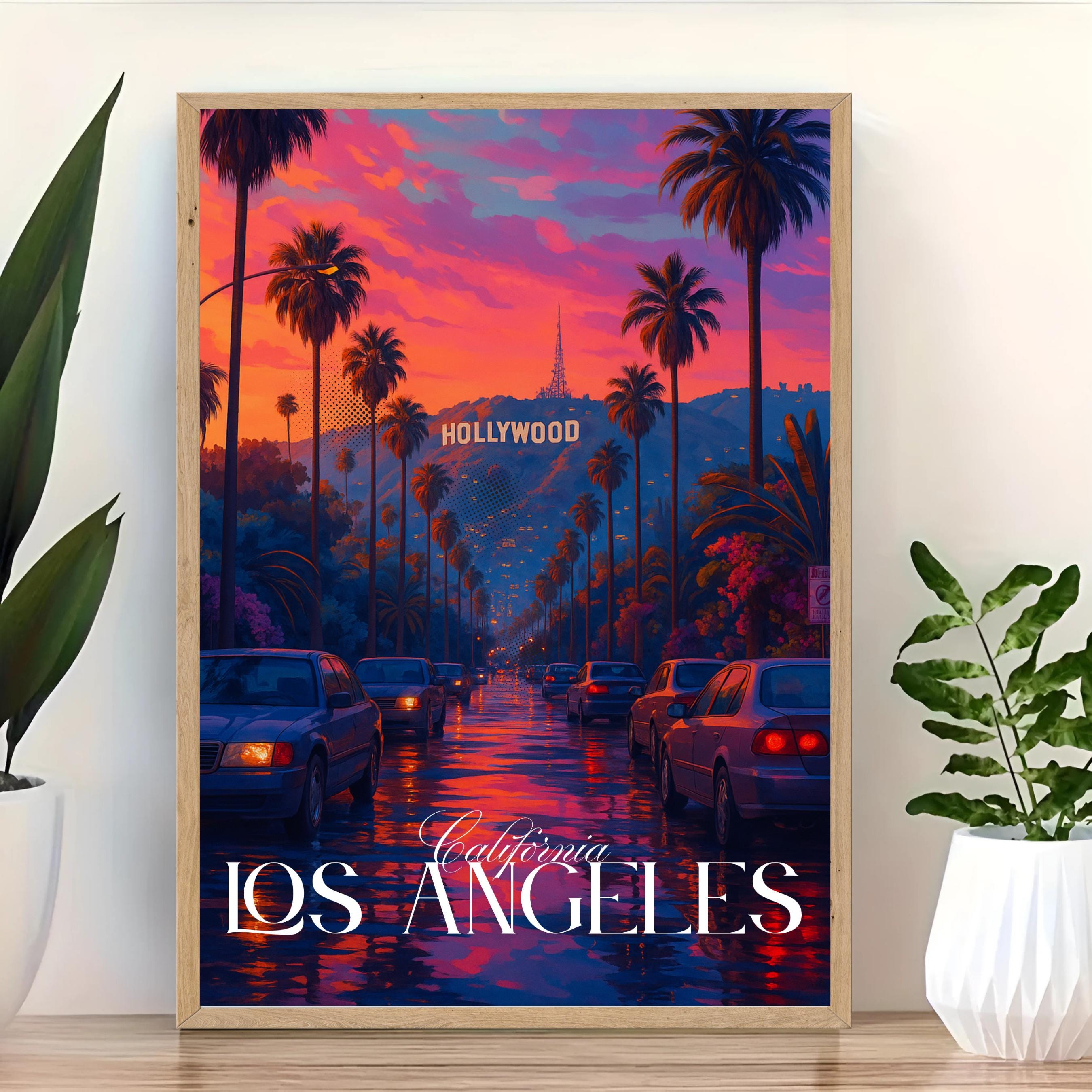 Affiche voyage - Los Angeles, Californie, USA, Hollywood - art moderne, impression, poster