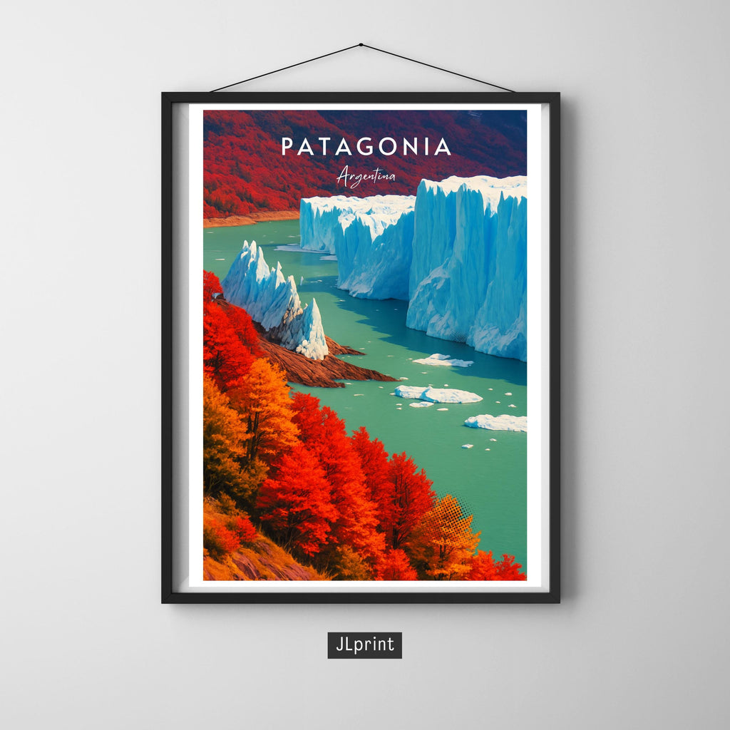 Affiche voyage - Patagonie, Argentine, Amerique, Glacier Perito Moreno - art moderne, impression, poster