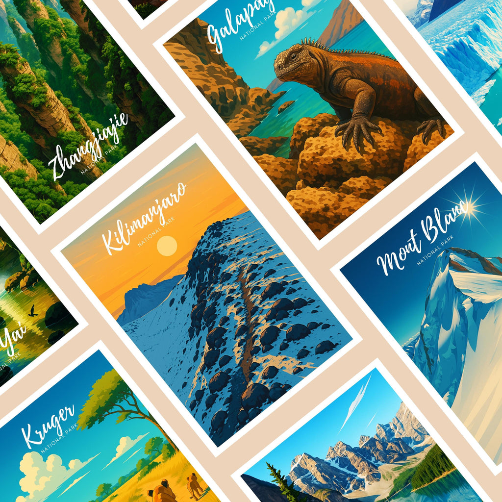 Affiche voyage - Kilimandjaro, Parc National, Tanzanie, Afrique - art moderne, impression, poster