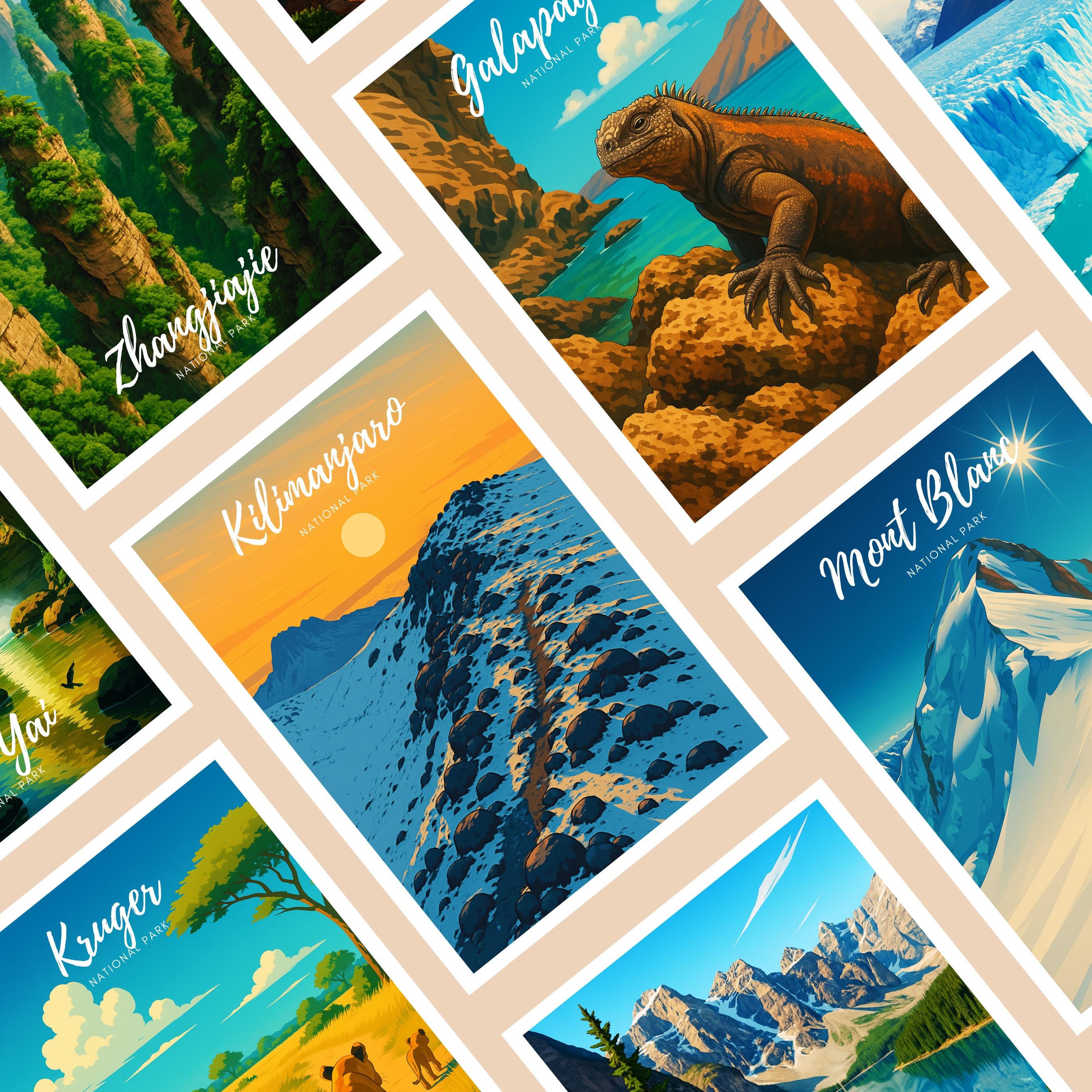 Affiche voyage - Kilimandjaro, Parc National, Tanzanie, Afrique - art moderne, impression, poster