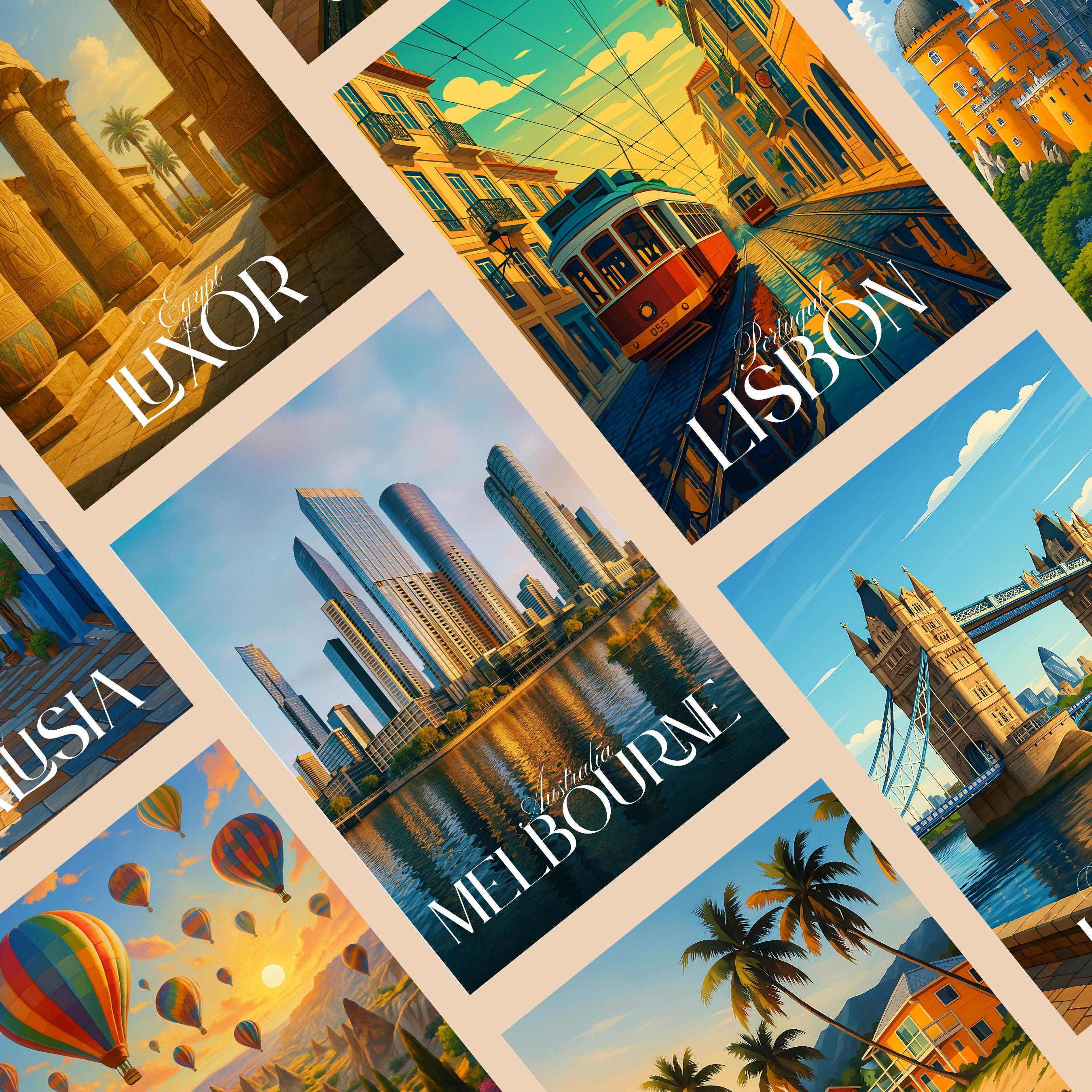 Affiche voyage - Melbourne, Australie, Océanie, Skyline - art moderne, impression, poster