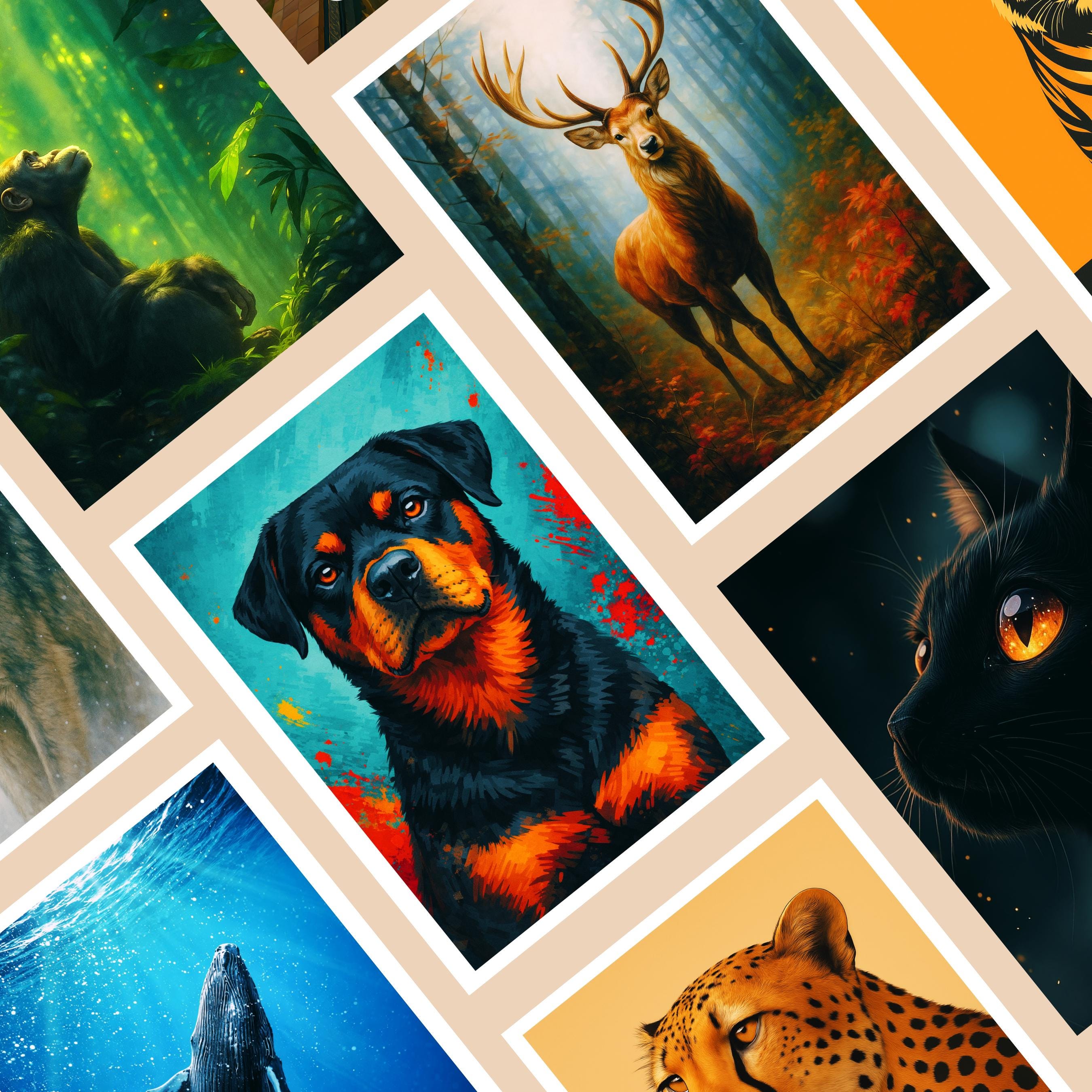 Affiche animaux - Rottweiler, Chien, Animal, Portrait - art moderne, impression, poster
