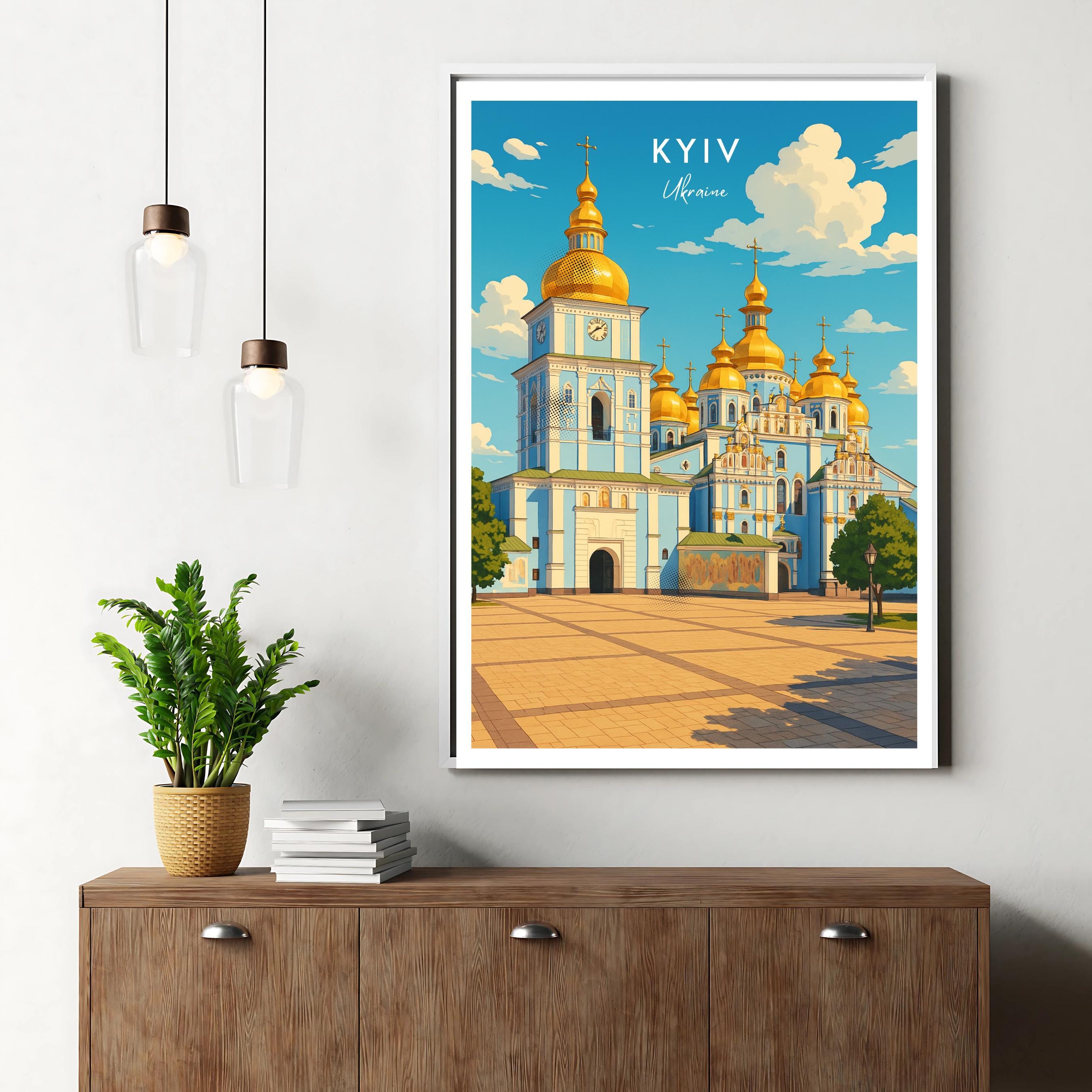 Affiche voyage - Kiev, Ukraine, Europe, Cathédrale Saint-Michel - art moderne, impression, poster