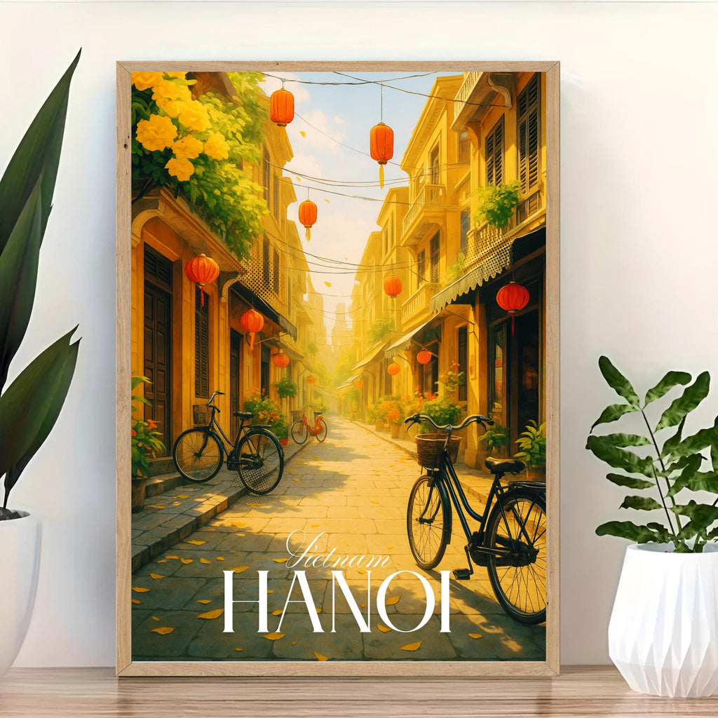 Affiche voyage - Hanoï, Vietnam, Asie, Lanternes - art moderne, impression, poster
