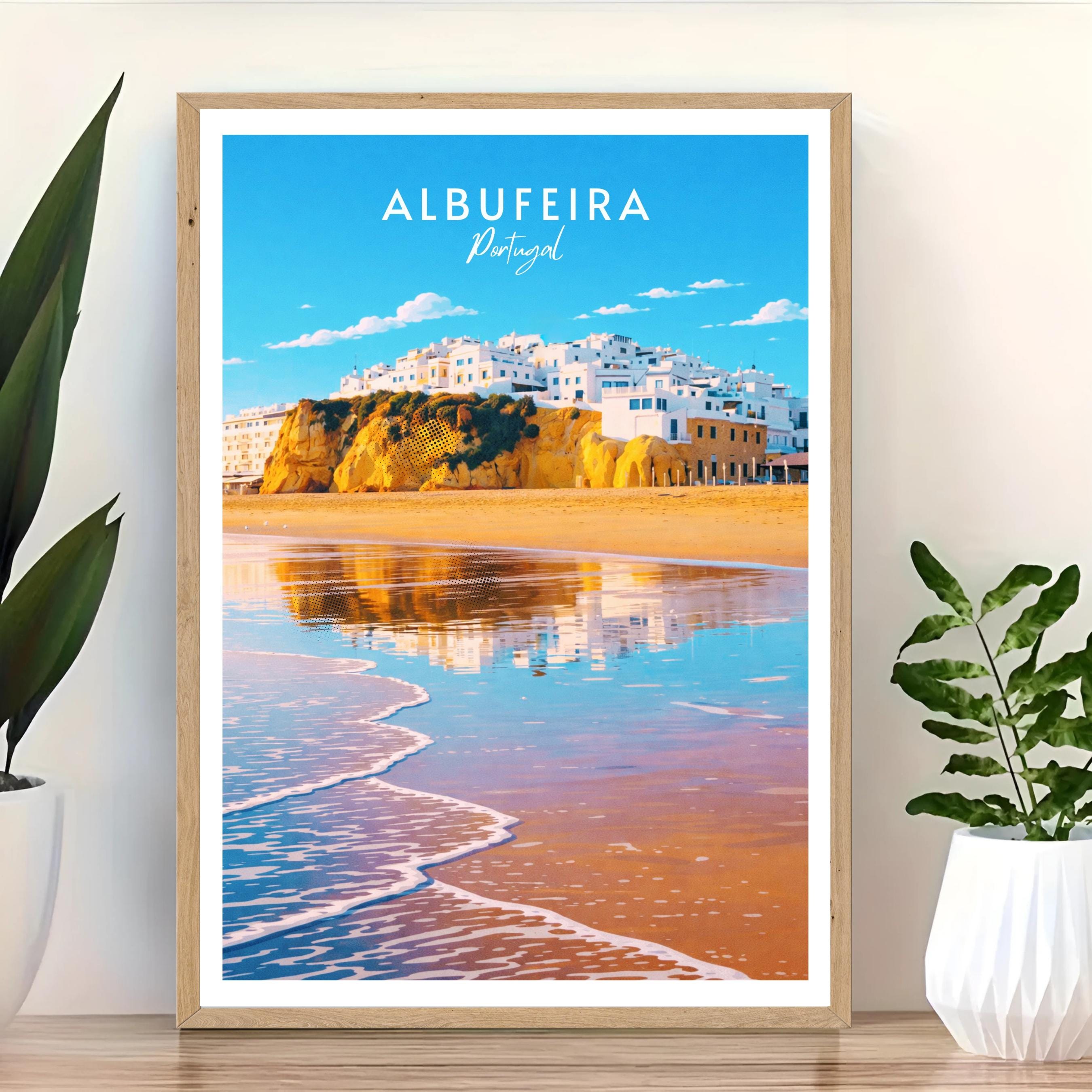 Affiche voyage - Albufeira, Algarve, Portugal, Plage - art moderne, impression, poster