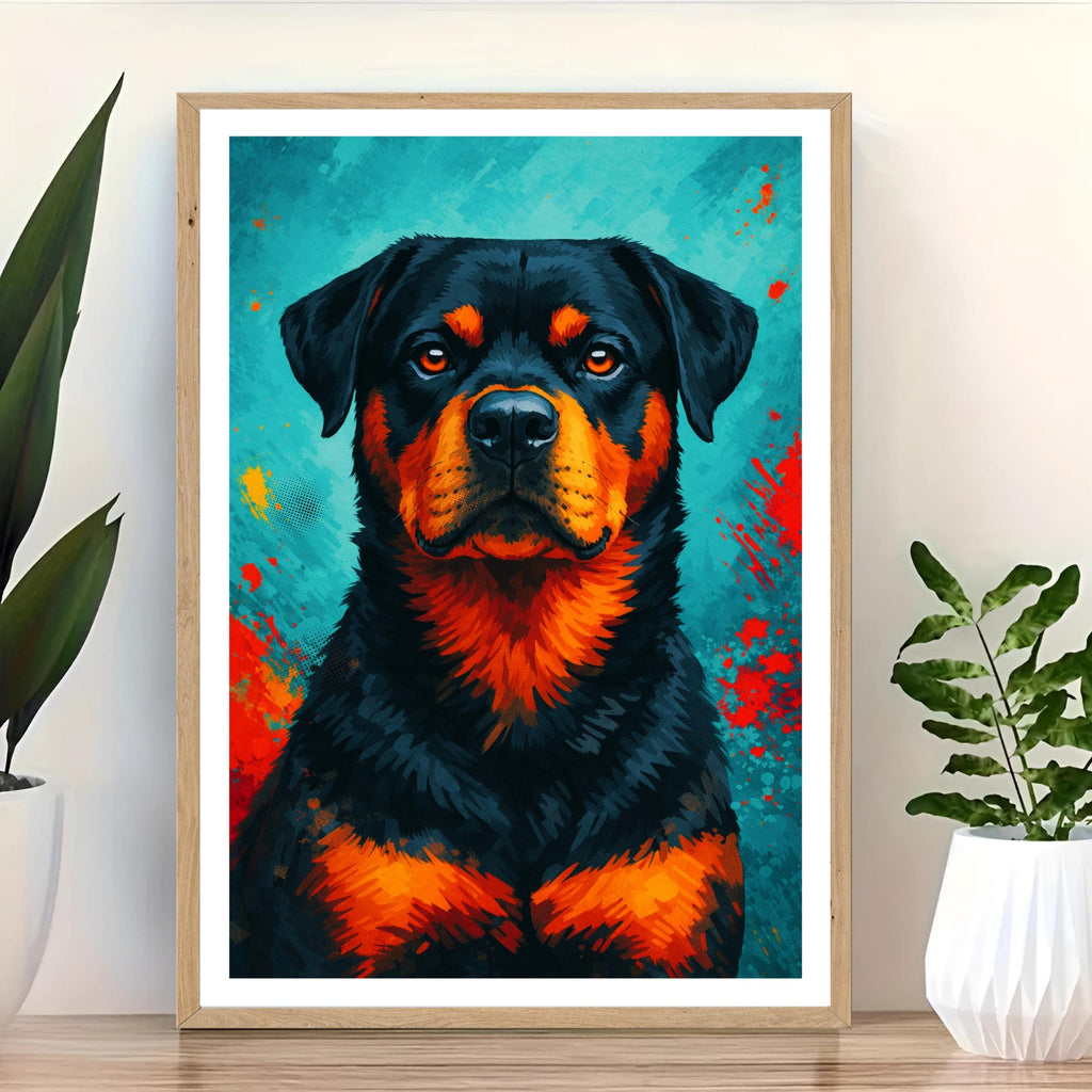 Affiche animaux - Rottweiler, Chien, Animal, Portrait - art moderne, impression, poster