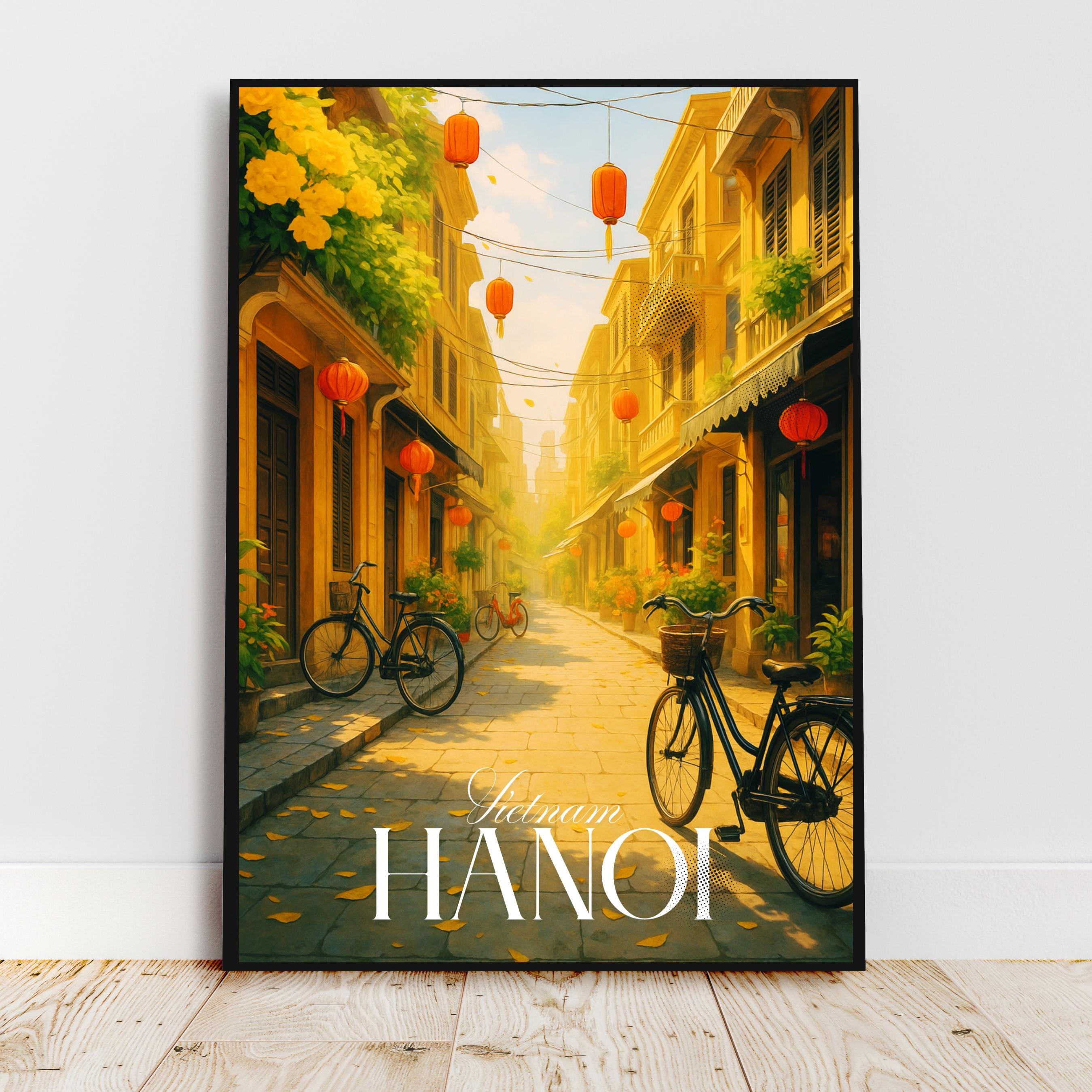 Affiche voyage - Hanoï, Vietnam, Asie, Lanternes - art moderne, impression, poster