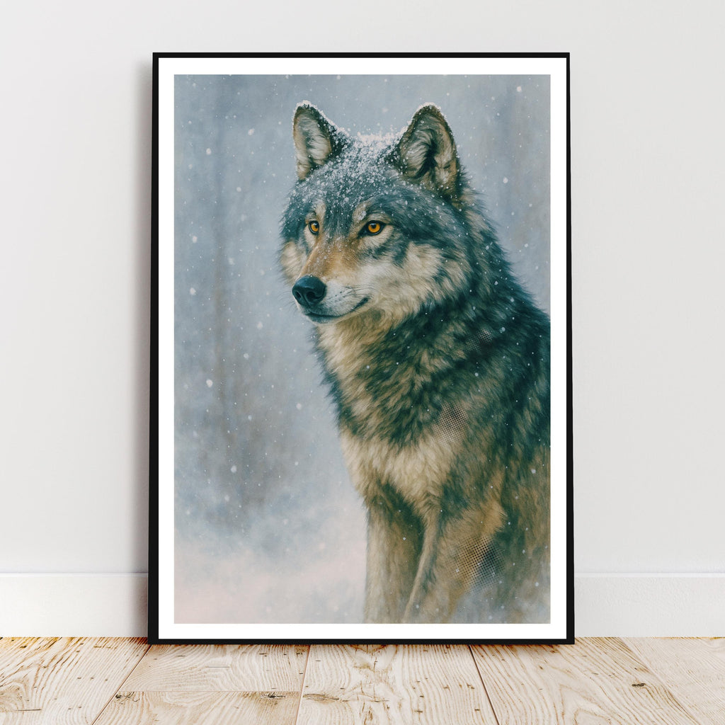 Affiche animaux - Loup, Hiver, Forêt, Animal Sauvage - art moderne, impression, poster