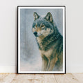Affiche animaux - Loup, Hiver, Forêt, Animal Sauvage - art moderne, impression, poster