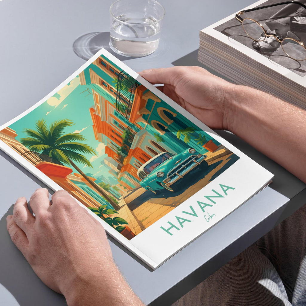 Affiche voyage - Havane, Cuba, Caraibes, Amerique - art moderne, impression, poster